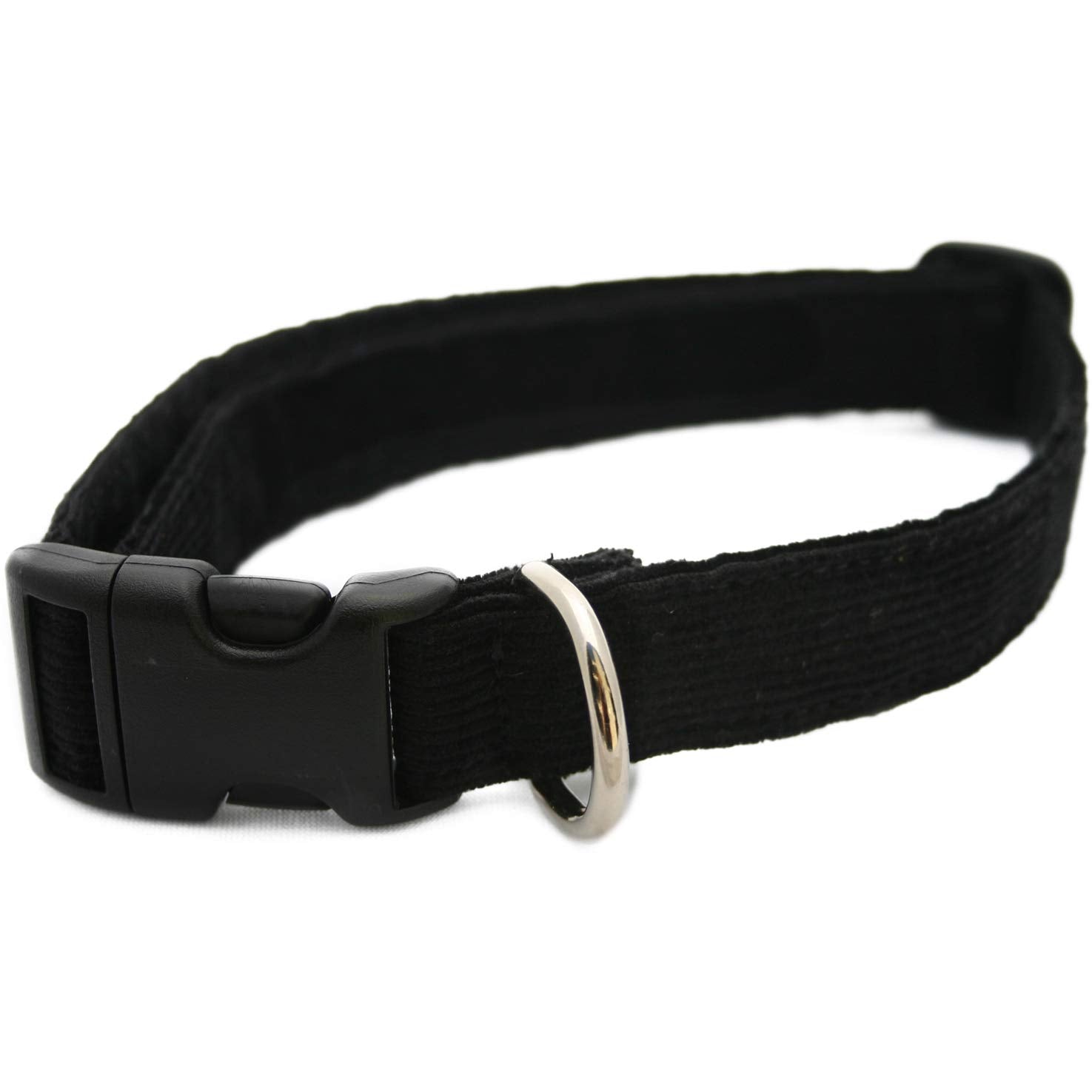Hemp Corduroy Dog Collar - No Pattern (1'' Large, Black)