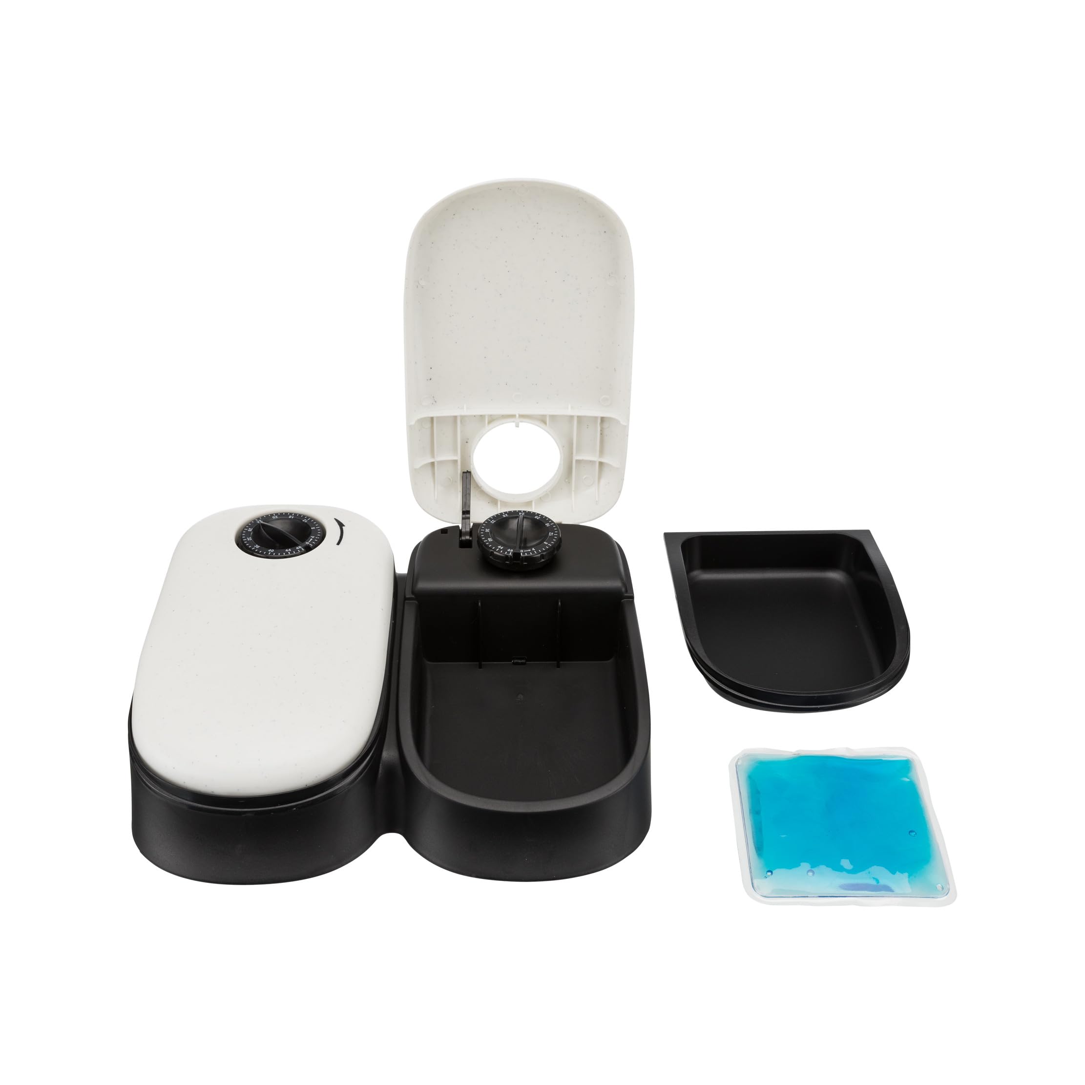 TRIXIE TX2 Automatic Food Dispenser, Dual Compartments, Dual Timer, 48 Hour Timer, Battery Operated, White