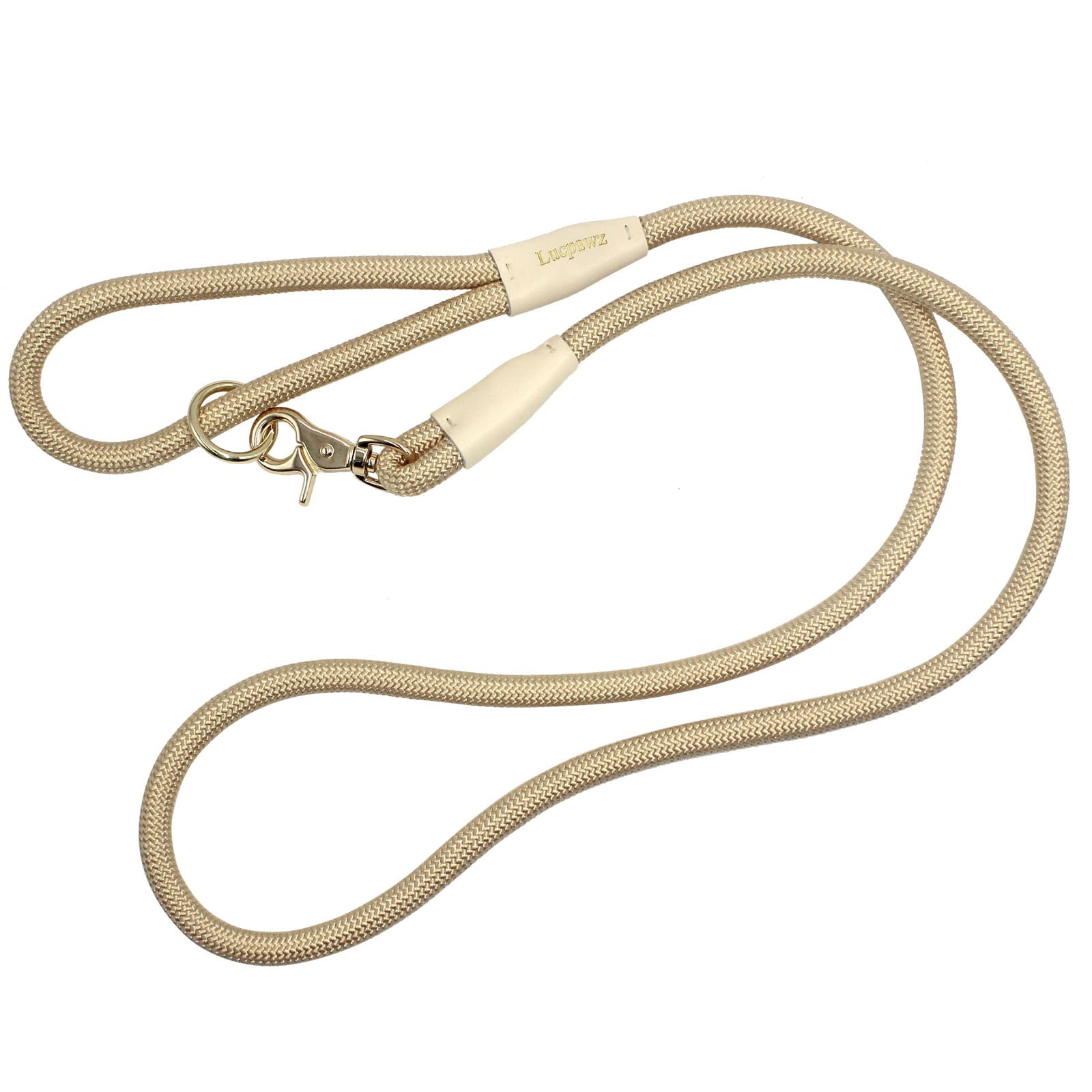 Lucpawz Lobster Snap Pet Leash 5Ft, Special Strong Nylon Rope Dog Leash, Solid Color Rope Dog Lead For All Breeds (Gold, 5Ft *10