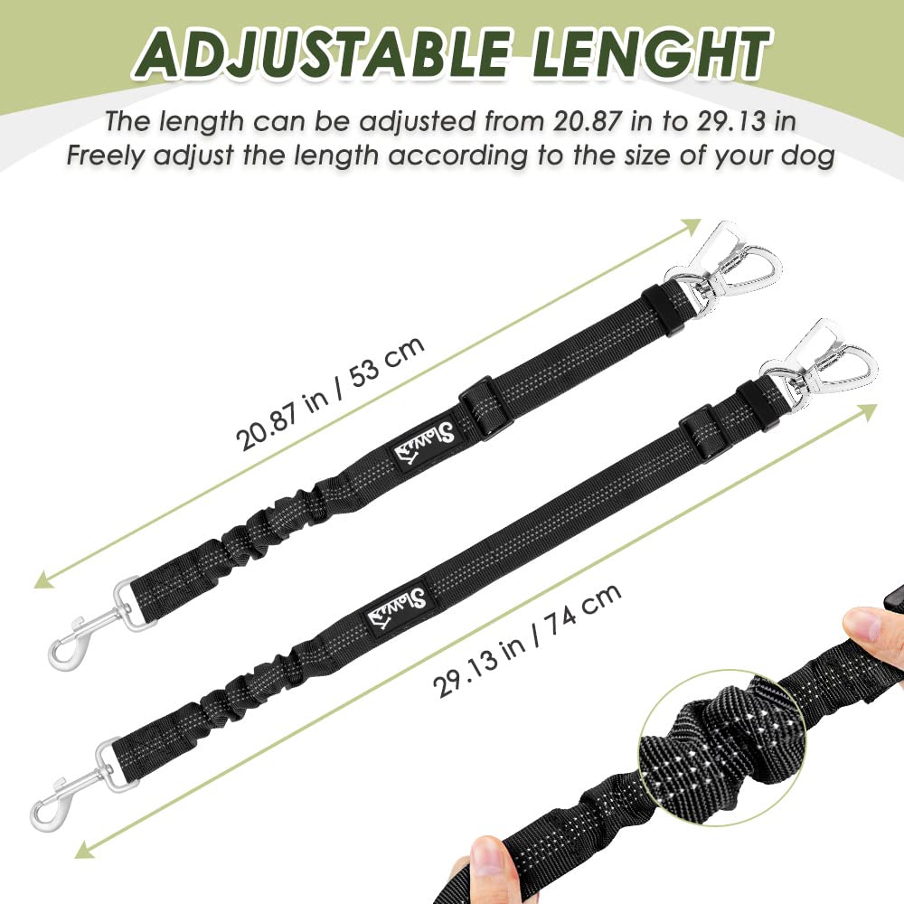 Slowton Dog Car Harness Seatbelt Set, Dog Vest Harness Adjustable Breathable & Vehicle Safety Seat Belt With Elastic Bungee For Small Medium Large Pets(Red - Double Clip,Xxs)