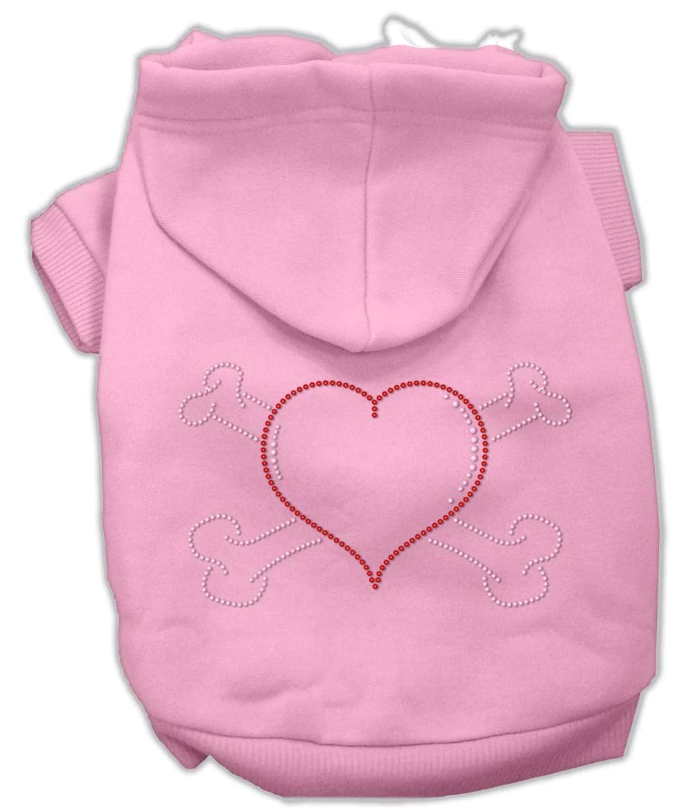 Mirage Pet Products Heart and Crossbones Hoodies, Pink, Large/Size 14