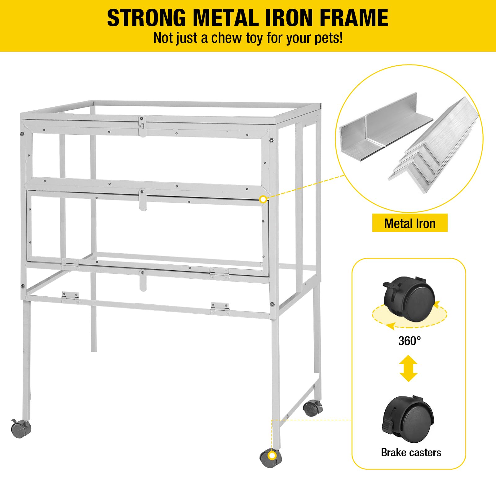 Guinea Pig Cage Hamster Cage All-Around Metal Frame Rat House On Wheels,Small Animal Cage With Deeper Tray