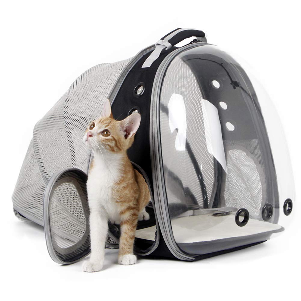 Dual Expandable Polarized Cat Backpack Carrier, Fit Up To 20 Lbs, Expandable Front & Back Space Capsule Polarized Bubble Pet Carrier For Large Cat And Small Dog, Pet Carrying Hiking Traveling Backpack