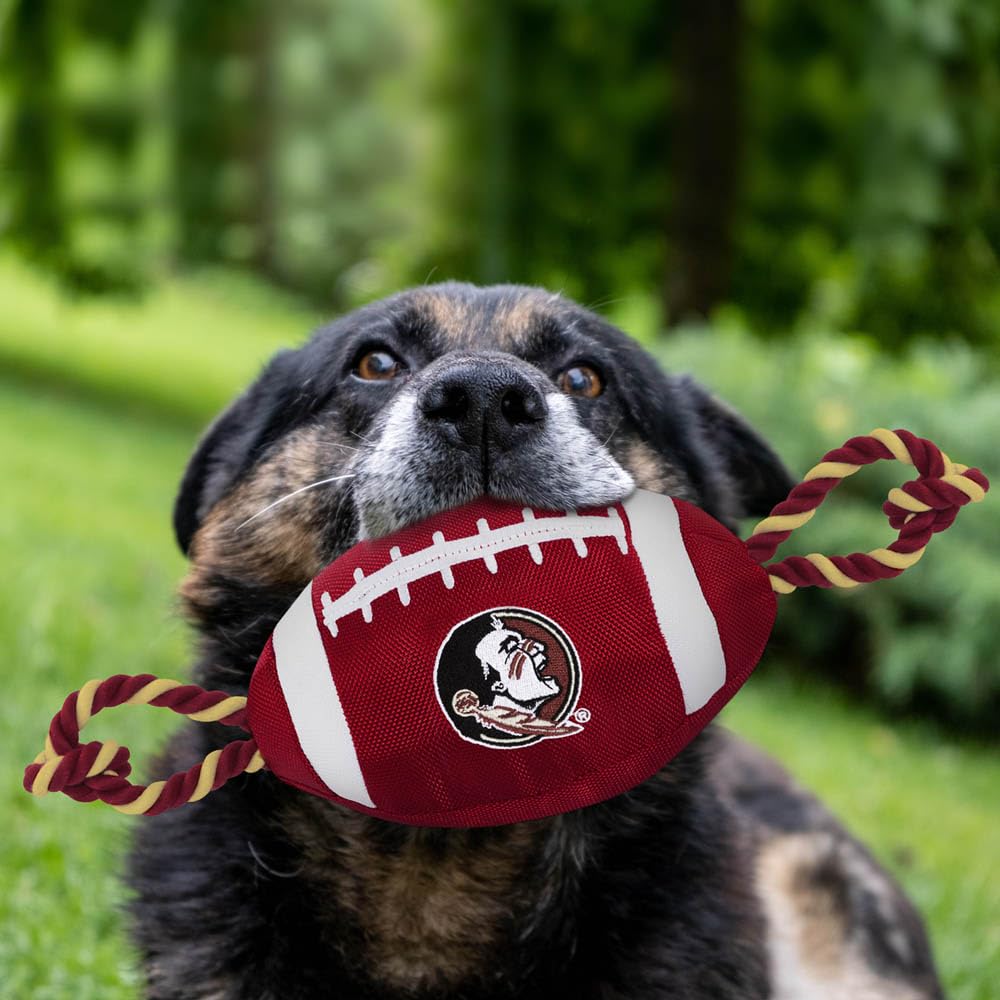 Pets First NCAA Florida State Seminoles Football Dog Toy, Tough Quality Nylon Materials, Strong Pull Ropes, Inner Squeaker, Coll