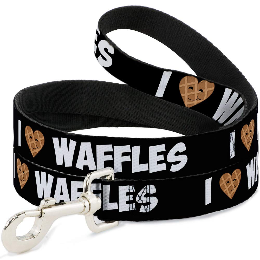 Buckle-Down Dog Leash I Heart Waffles Text 6 Feet Long 0.5 Inch Wide