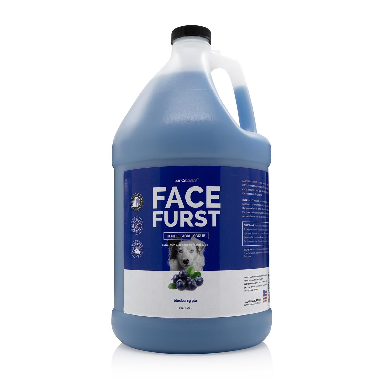 Bark 2 Basics Face Furst Scrub Dog Shampoo | 1 Gallon, Exfoliates And Gently Cleans Facial Area, Helps Remove Tear Stains, Washes Away Impurities And Dead Skin Cells, Soap And Cruelty Free