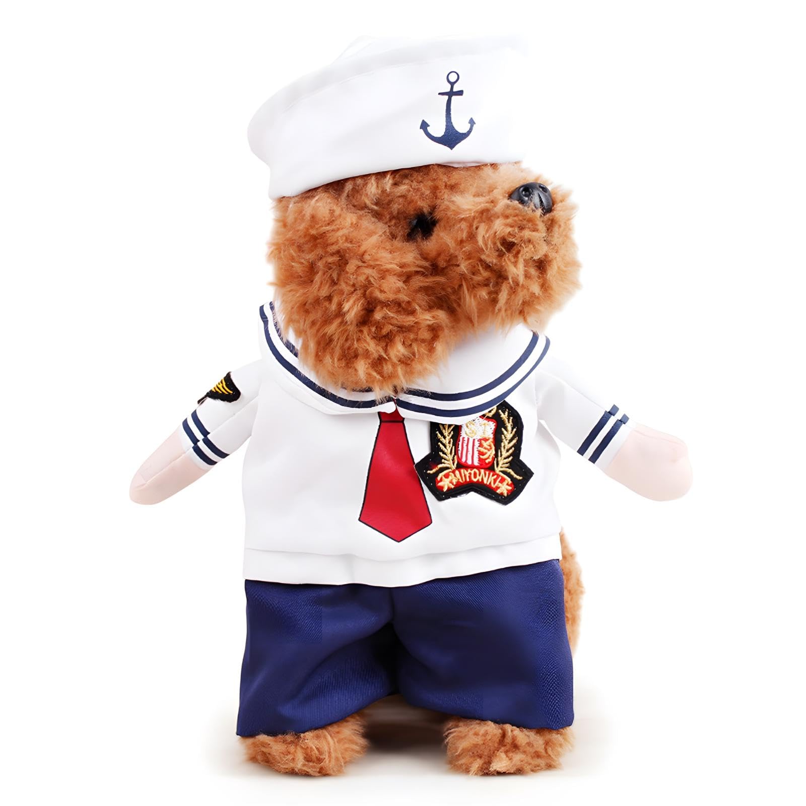 Nacoco Dog Sailor Costumes Navy Suit With Hat Halloween Christmas Pet Costumes For Puppy And Cat(L)