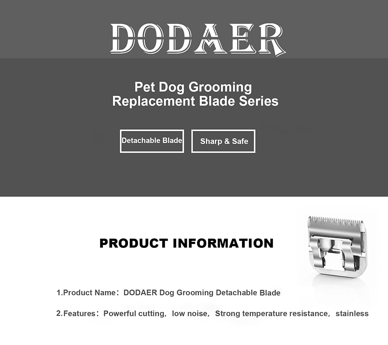 Dodaer Detachable Pet Dog Grooming Blades Of Stainless Steel,Compatible With Andis,Oster-A5,Wahl Km-10 Series,Size 10/30/40/7F/5
