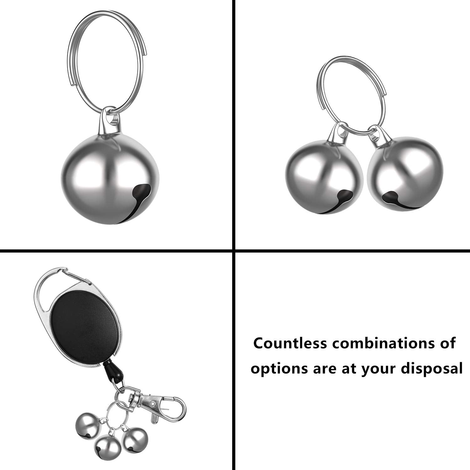 Outus 24 Sets Of Cat Bells For Cat And Dog Collar Loud Pendant Pet Cat And Dog Bell Pet Pendant Accessories (Silver)