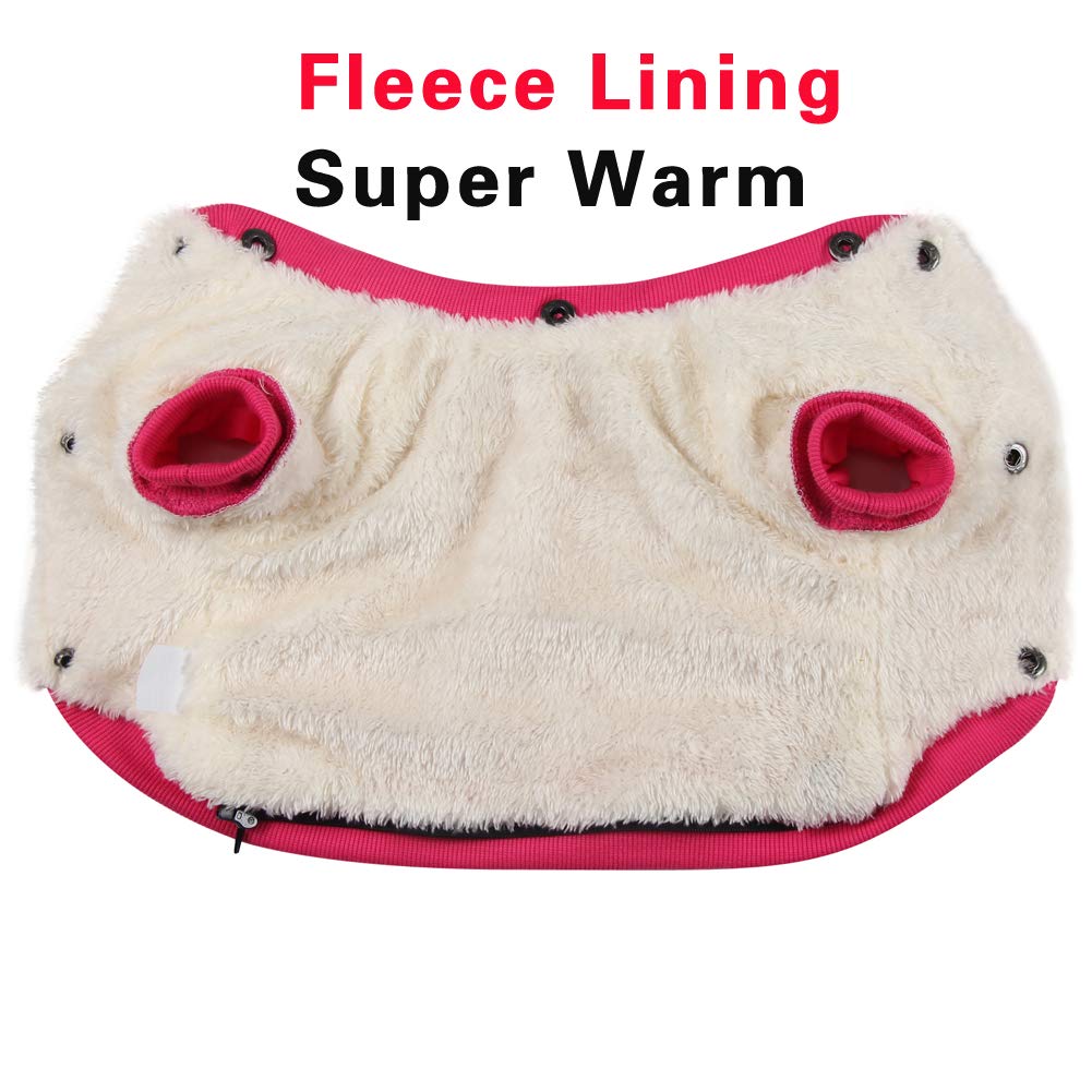 Joydaog Fleece Lined Dog Coat With Detachable Hood And Detachable Hind Legs,Warm Puppy Jacket In Winter(Pink&Grey L)