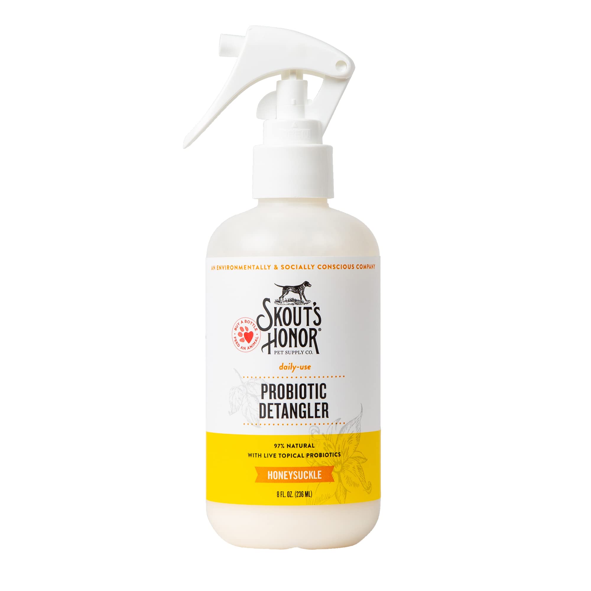 Skouts Honor Pet Detangler Spray - Hydrating & Conditioning with Avocado Oil & Probiotics, 97% Natural, Paraben & Sulfate-Free,
