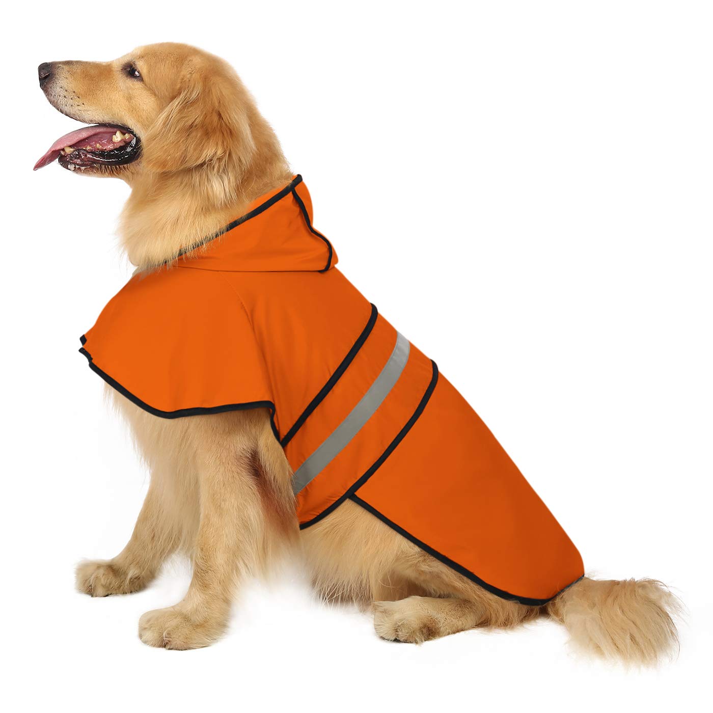 Hde Dog Raincoat Hooded Slicker Poncho For Small To X-Large Dogs And Puppies Safety Orange - Xl