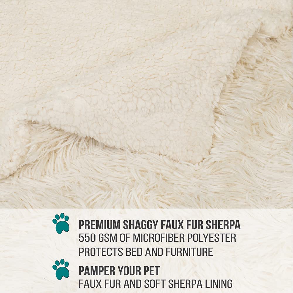 Petami Waterproof Dog Blanket For Small Medium Dogs, Calming Fleece Cat Blanket, Couch Protector Washable Sherpa Faux Fur Pet Throw For Puppy, Soft Reversible 29X40 Cream Beige