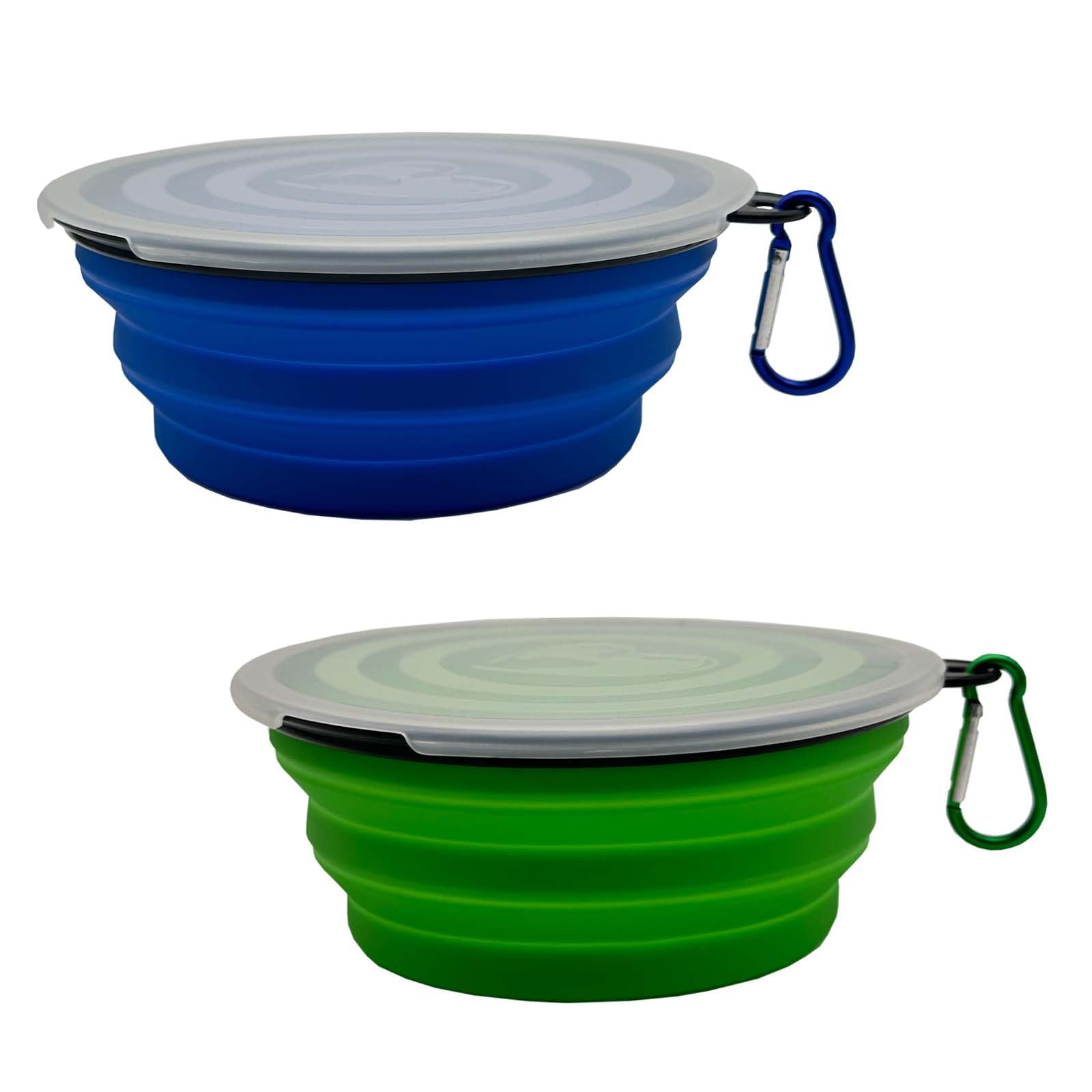 Small Collapsible Dog Bowl 12Oz,2 Pack Portable And Foldable Pet Travel Bowls With 2 Carabiners & Lids For Dogs Cats And Small A