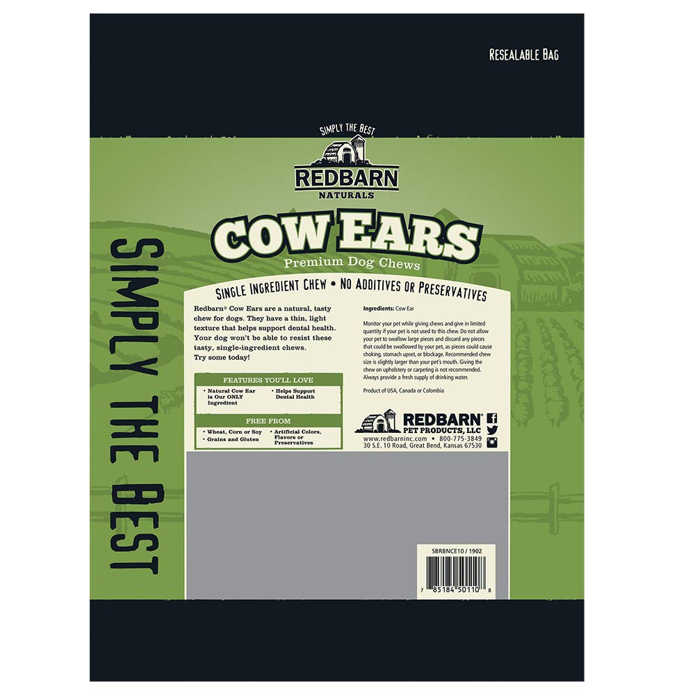 Redbarn All-Natural Cow Ears Premium Chews for Dogs - Single Ingredient Grain-Free Dental Treats with Chondroitin for Joint Heal