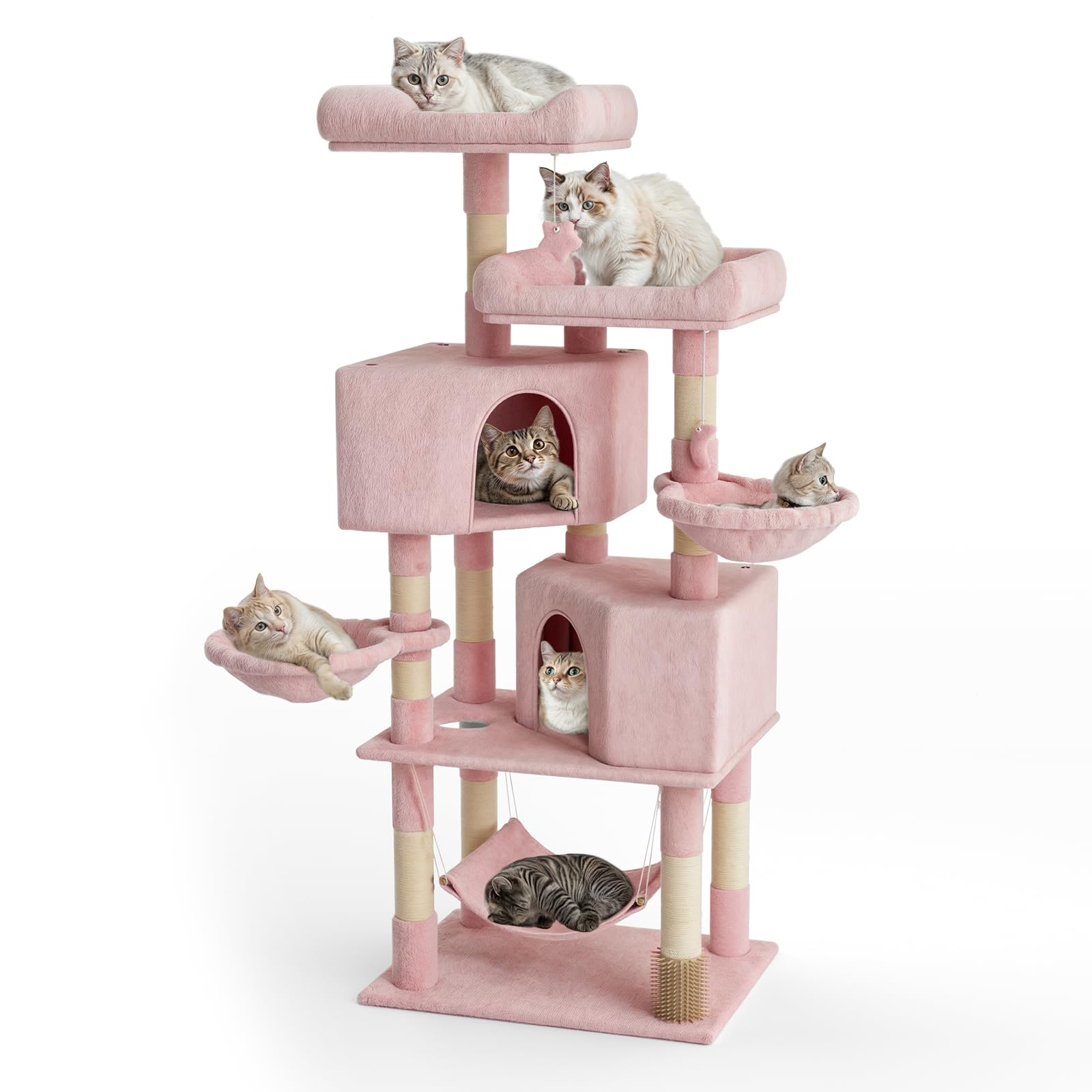 Magshion 58 Cat Tree Tower with Toy, Multi-Level Cat Condo with Scratching Posts, 2 Top Perches, Hammock, and Dangling Ball, Cat