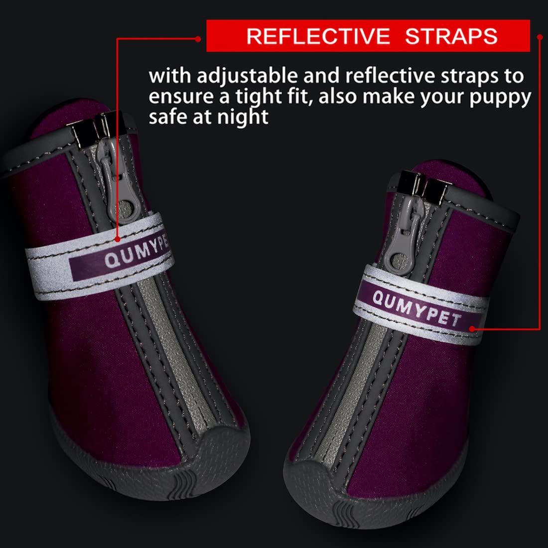Qumy Dog Shoes For Small Dogs, Puppy Dog Boots & Paw Protector For Winter Snow Day, Summer Hot Pavement, Waterproof In Rain Weat