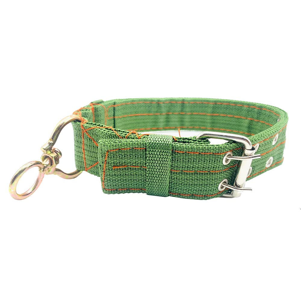 Yenux Cattle Collar: Adjustable Sheep Neck Strap, Thick Canvas Four-Layer Nylon, Metal Buckle, Traction Chain, Green, 21.234.6