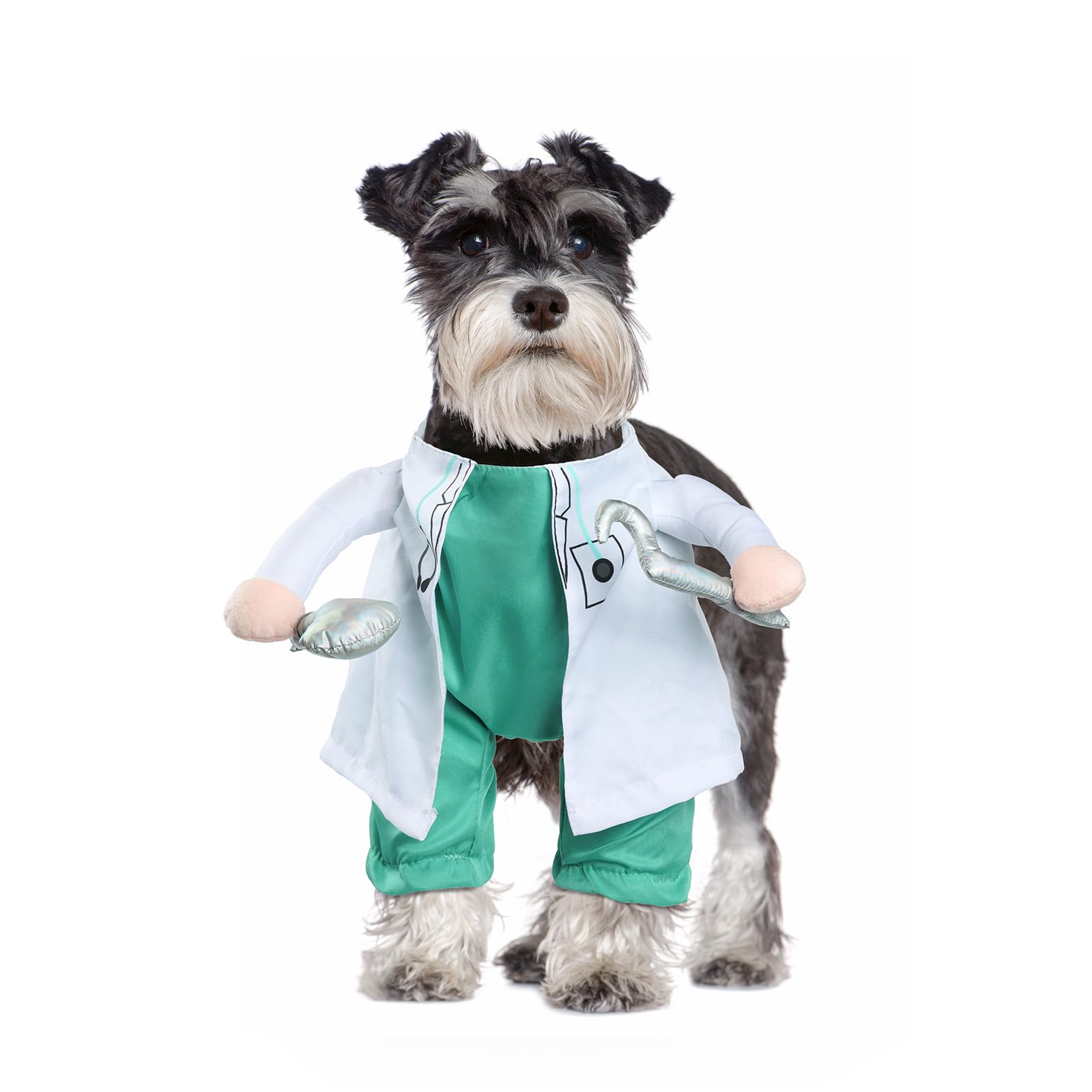 DELIFUR Dog Halloween Dentist Costume - Pet Doctor Dress Up Costume Funny Apparel Uniform Adjustable Doctor Cosplay Outfit for S