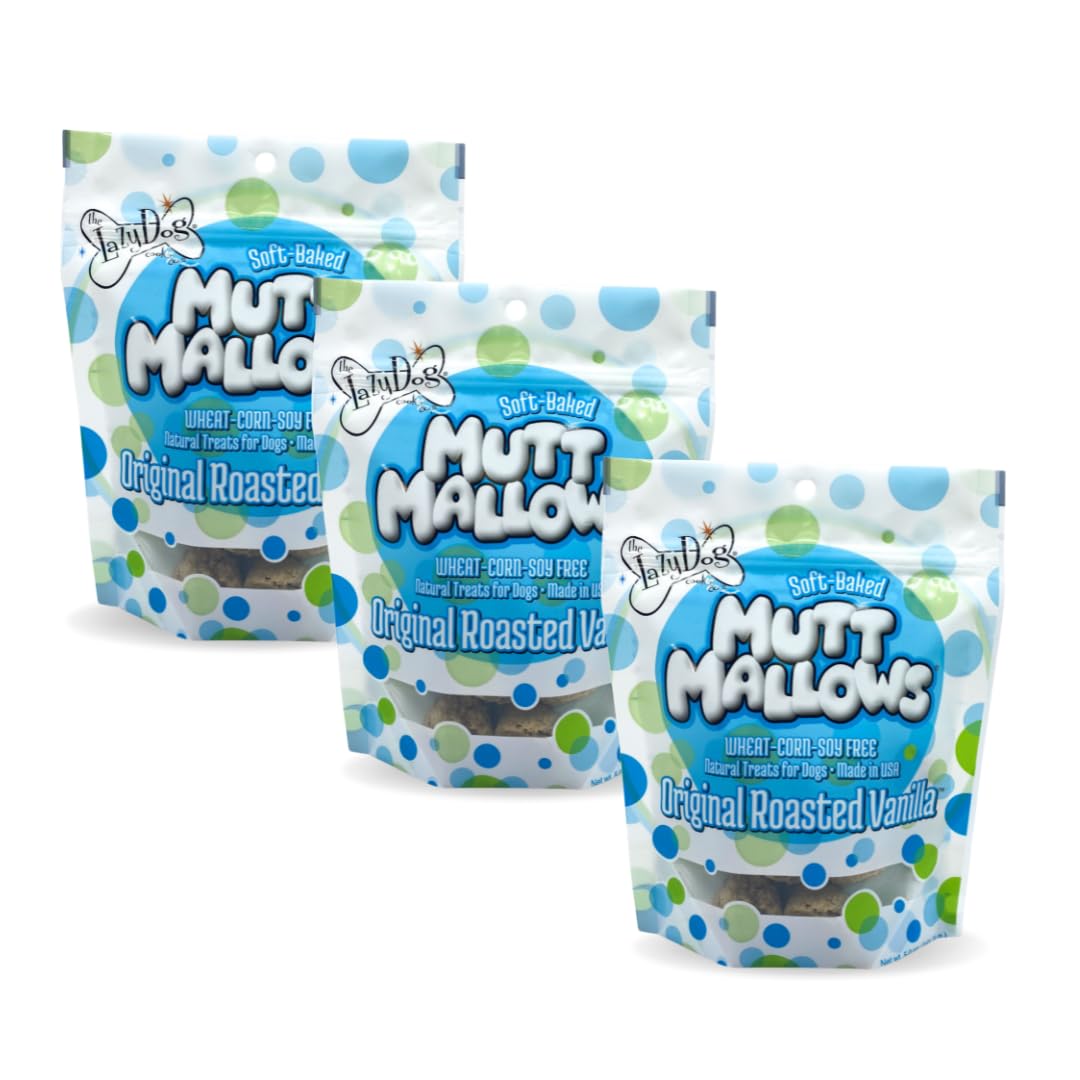 The Lazy Dog Cookie Co. Soft Dog Treats, Mutt Mallows Roasted Vanilla, for Small, Medium and Large Dogs, Wheat-Free, Baked in Th