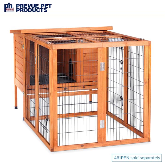 Prevue Hendryx, Stained Wood 461 Large Rabbit Hutch, 46.5' L X 24.0' W X 36.3' H