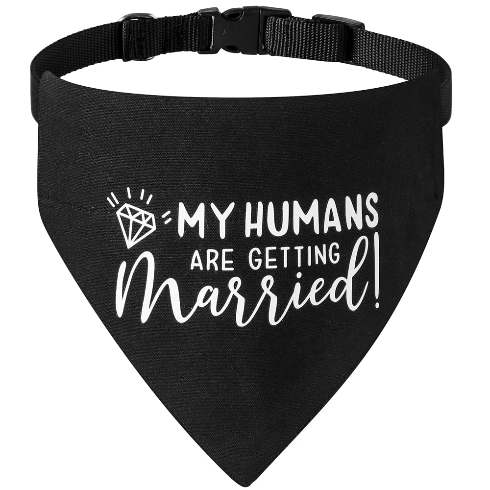 My Humans Are Getting Married Dog Bandana, Engagement Dog Bandana, Pet Scarf, Engagement Photo, Wedding Dog Bandana With Adjustable Collars For Small Medium Large Dogs Cats Pet (Medium, Black)
