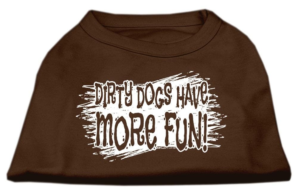 Pet Dog & Cat Shirt Screen Printed, 'Dirty Dogs Have More Fun' Brown Lg (10-14 Lbs.)