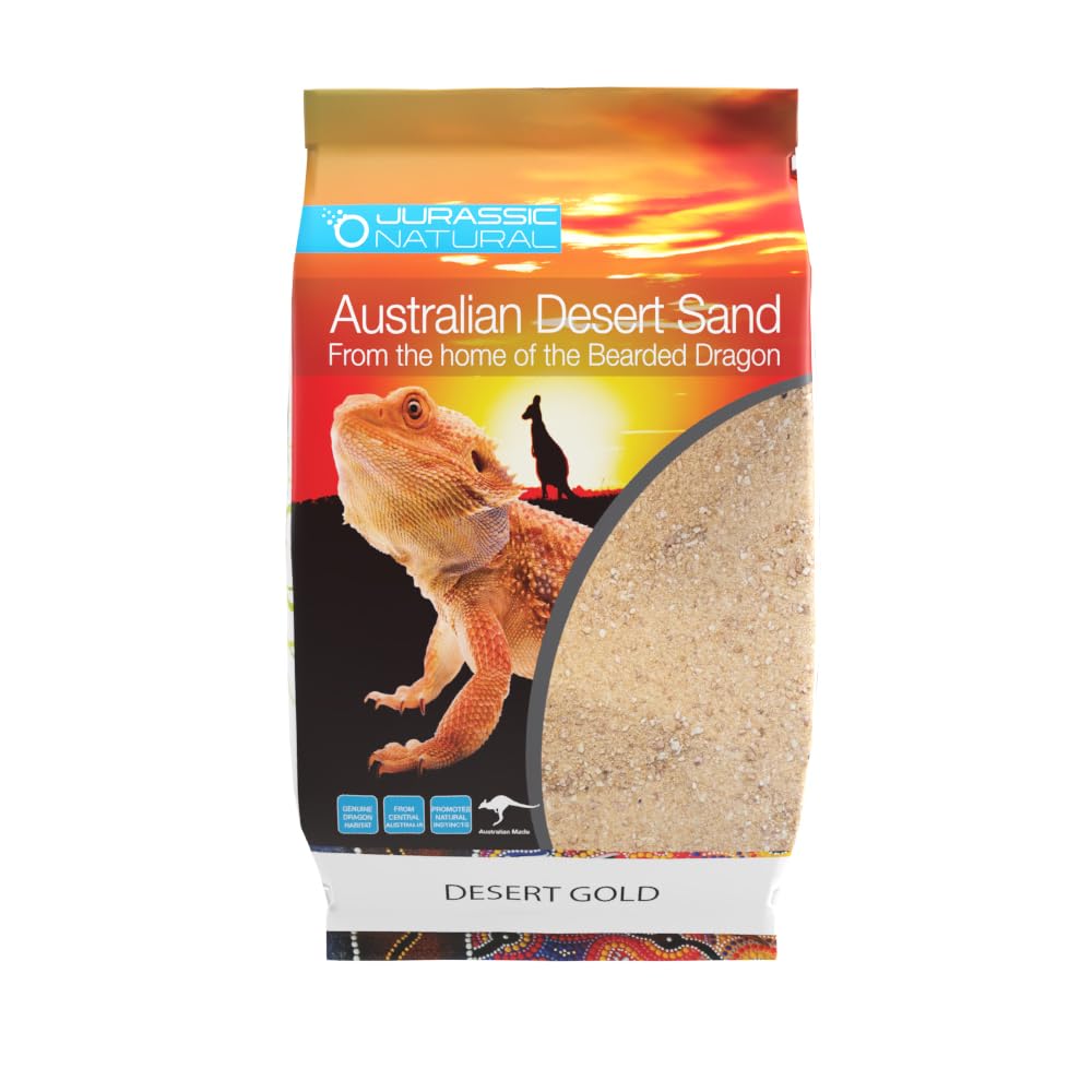 Jurassic Natural Australian Desert Dragon Habitat Substrate For Bearded Dragons And Other Lizards, Gold, 20Lb