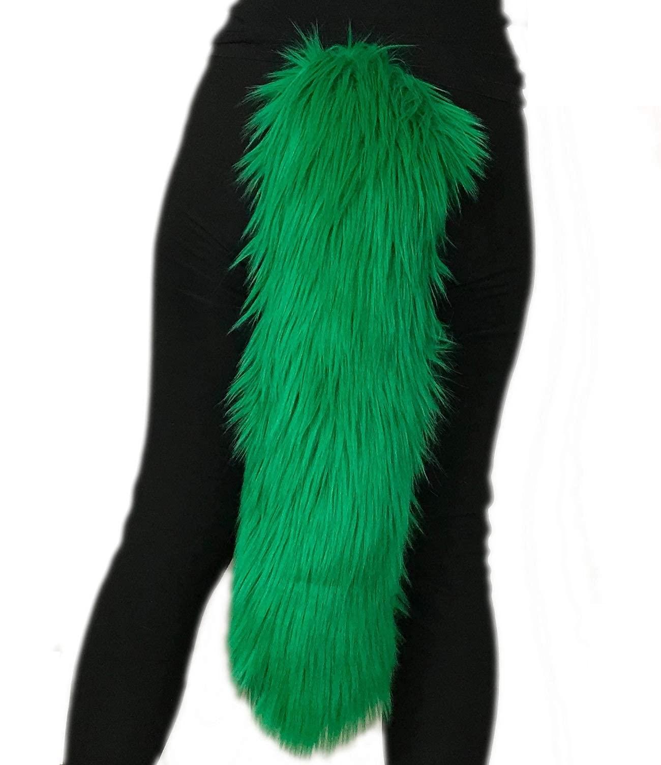 Bianna Creations Long Faux Fur Animal Luxury Tail, Cosplay Fursuit Fursona,Costume Dress Up Pet Play Furry Accessory (30'', Emer