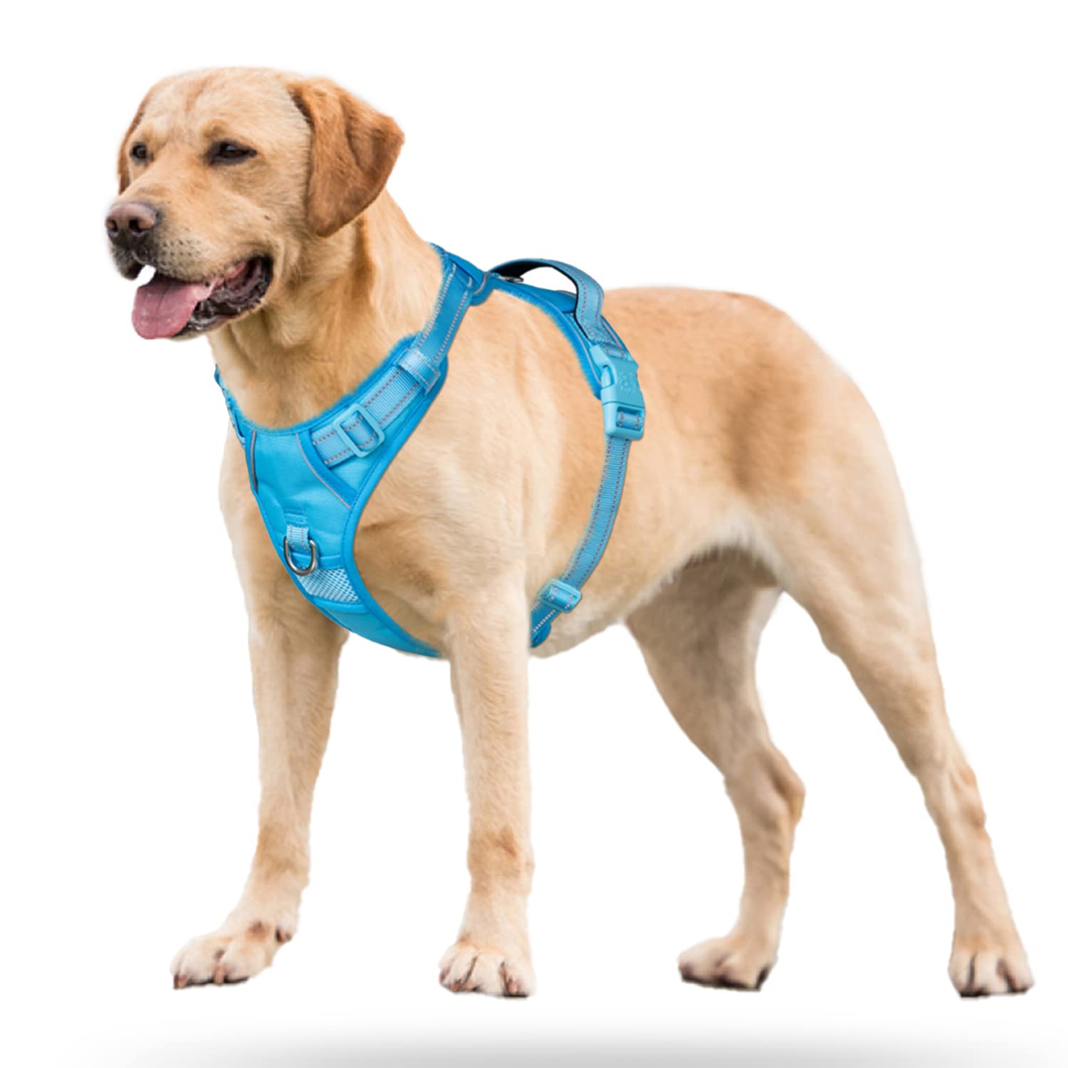 Poypet No Pull Dog Harness, No Choke Reflective Dog Vest, Adjustable Pet Harnesses With Easy Control Padded Handle For Small Medium Large Dogs(Blue,Xl)