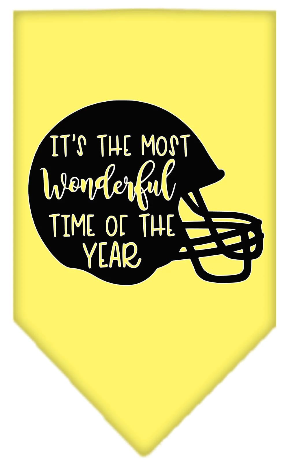 Pet and Dog Bandana Screen Printed, "It's The Most Wonderful Time Of The Year (Football)" White Large
