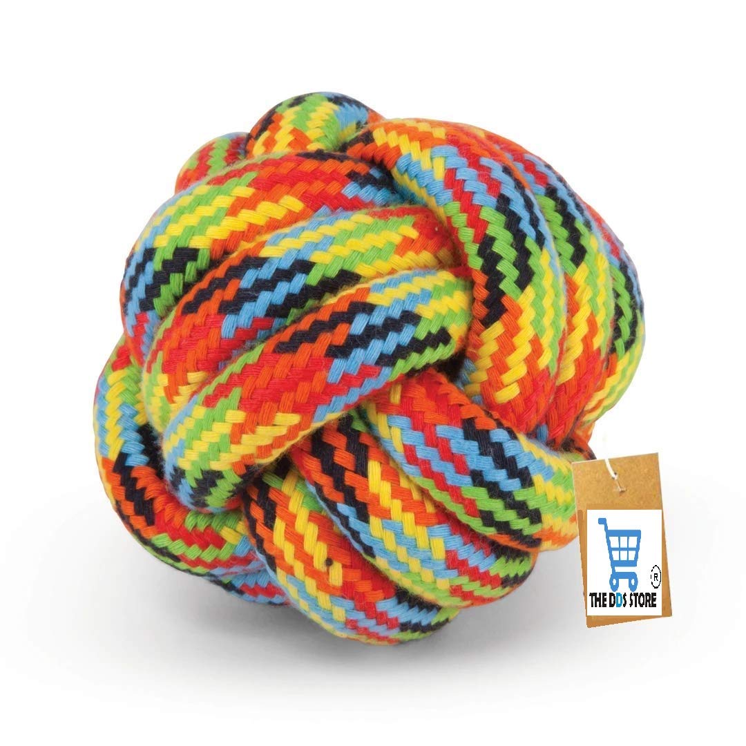 THE DDS STORE Pet Chew Toy, Knots Weave Cotton Rope, Biting Small Ball for Dogs & Cats (Color May Vary) 1 Piece
