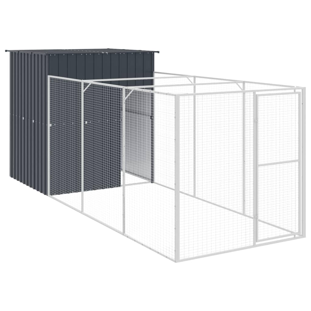 vidaXL Dog House with Run Anthracite 65x420.1x71.3 Galvanized Steel