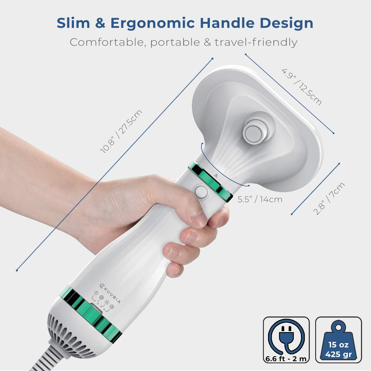 Dog Hair Dryer For Dogs & Cats | Portable And Quiet 2 In 1 Pet Hair Dryer With Self Cleaning Slicker Brush | Cat & Dog Blower Grooming Dryer | Professional Pet Blow Dryer | Adjustable Temperature