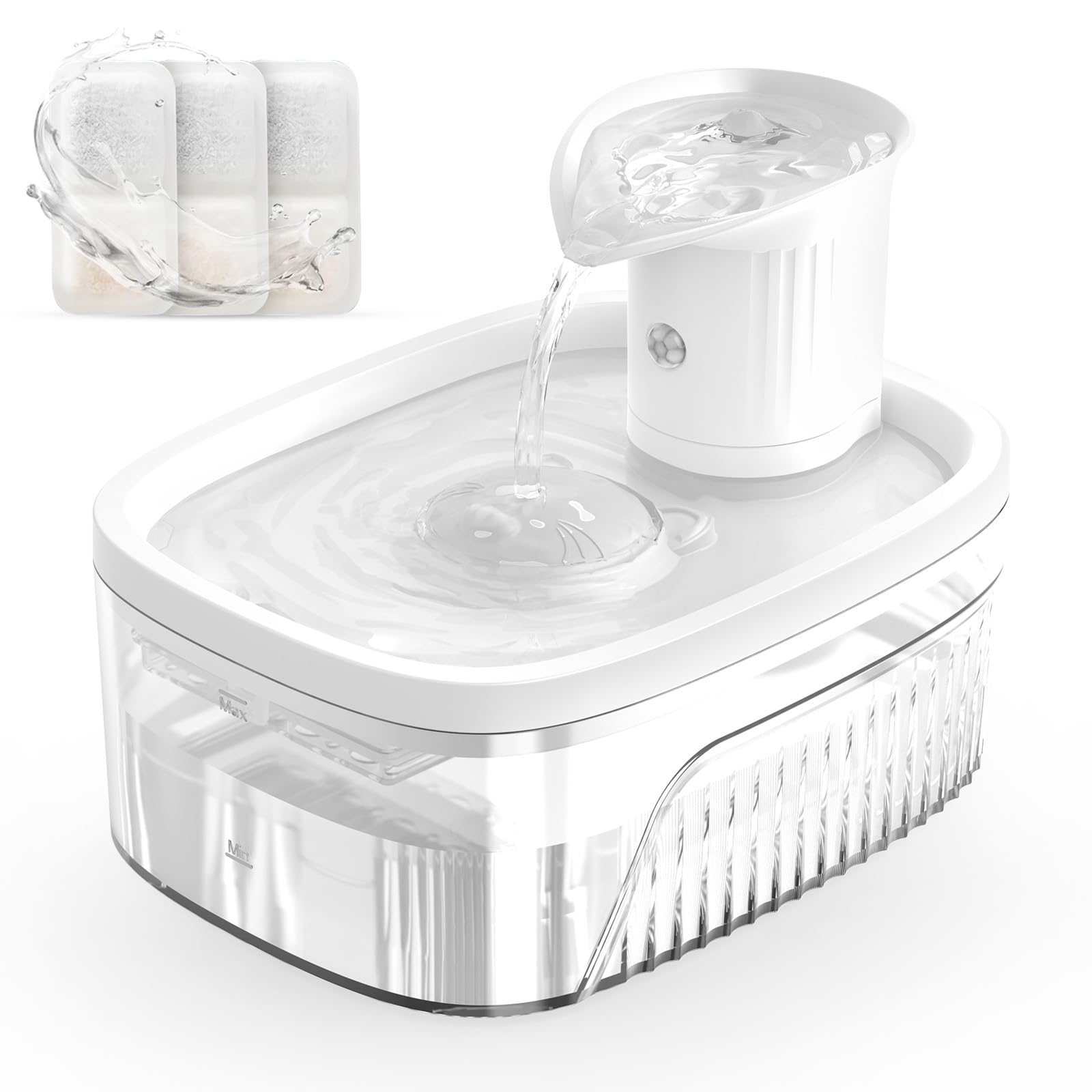 Cat Water Fountain Cordless,84Oz/2.5L Pet Fountains For Cats Indoor,Automatic Cat Waterer Fountain With Motion Sensor,Battery Op