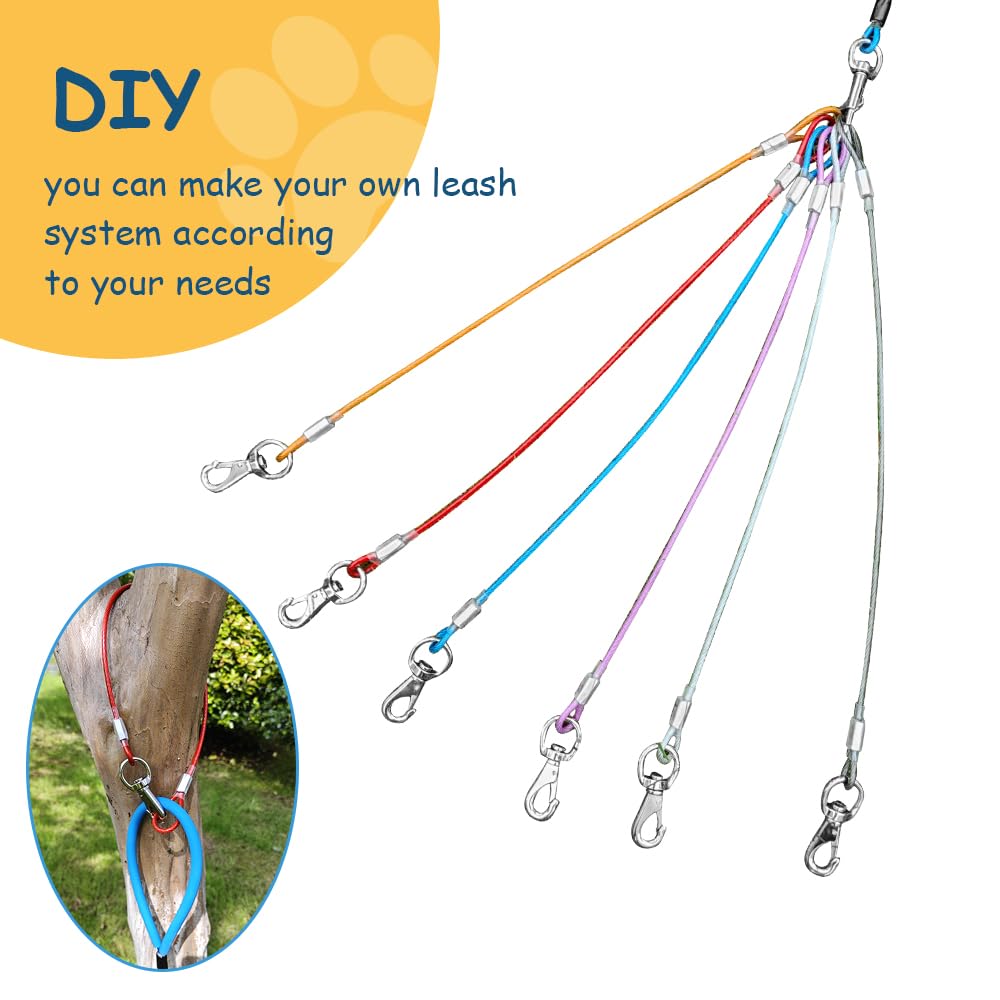 Mi Metty Chew Proof Dog Leash - 2Pack Metal Cable Lead,No Tangle Multiple Dog Leashes for Small and Medium Dogs- Heavy Duty Leas