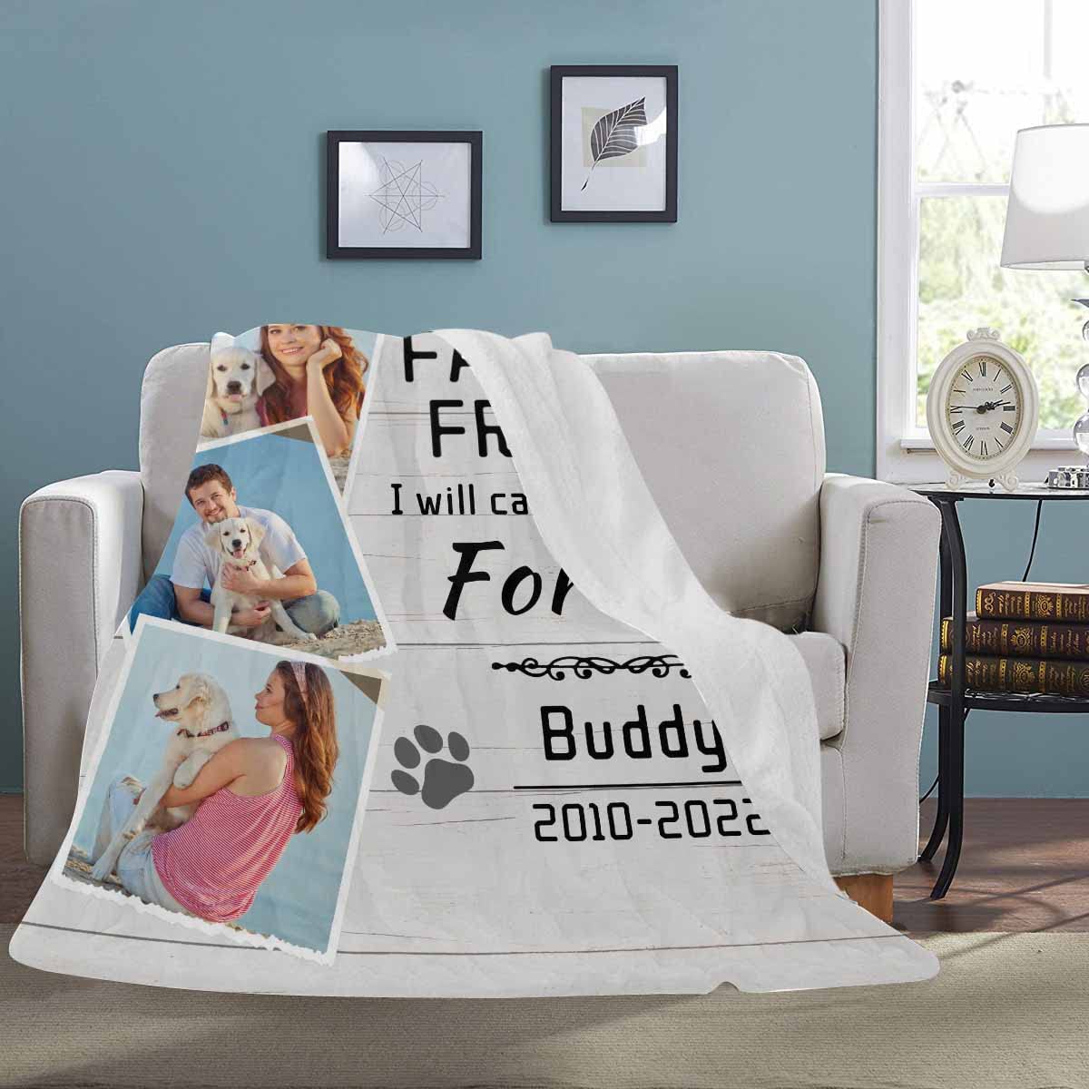 Artsadd Pet Dog Memorial Gifts Personalized Blanket With Photos And Name-In Loving Memory Gifts For Loved Ones Lost-Custom Remembrance Gifts Blankets For Pets Lover-Gray 50'X60'Inch