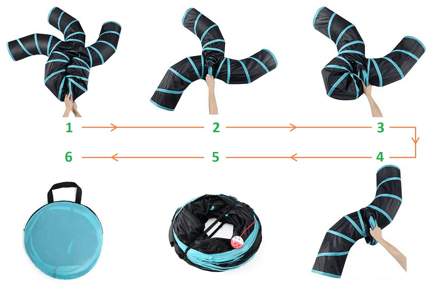 Cat Tunnels, Pet Ferret Rabbit Bunny Tunnels Tubes Subway Habitats, S-Style, Diy Cat Peekaboo Maze House Tent Bed, Kitten Intera