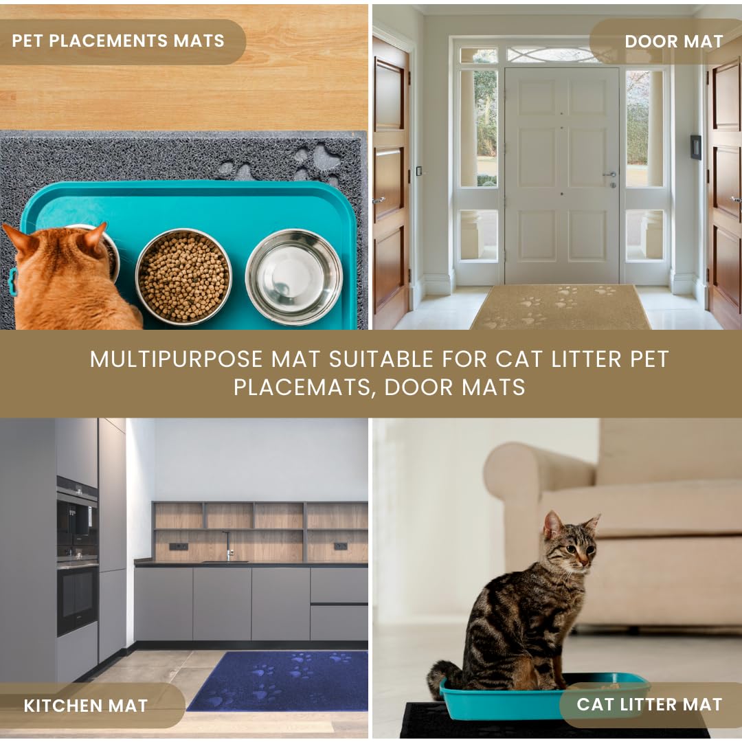 Andalus Large Cat Litter Mat, Pack Of 2 - Waterproof, Non-Slip & Easy To Clean Cat Litter Box Mat For Extra Efficient Pet Litter-Trapping, Beige (30” X 18”)