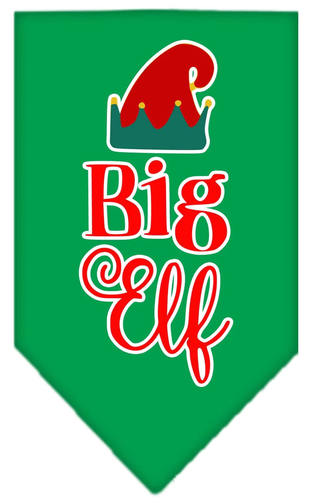Christmas Pet and Dog Bandana Screen Printed, "Big Elf" Cocoa Large