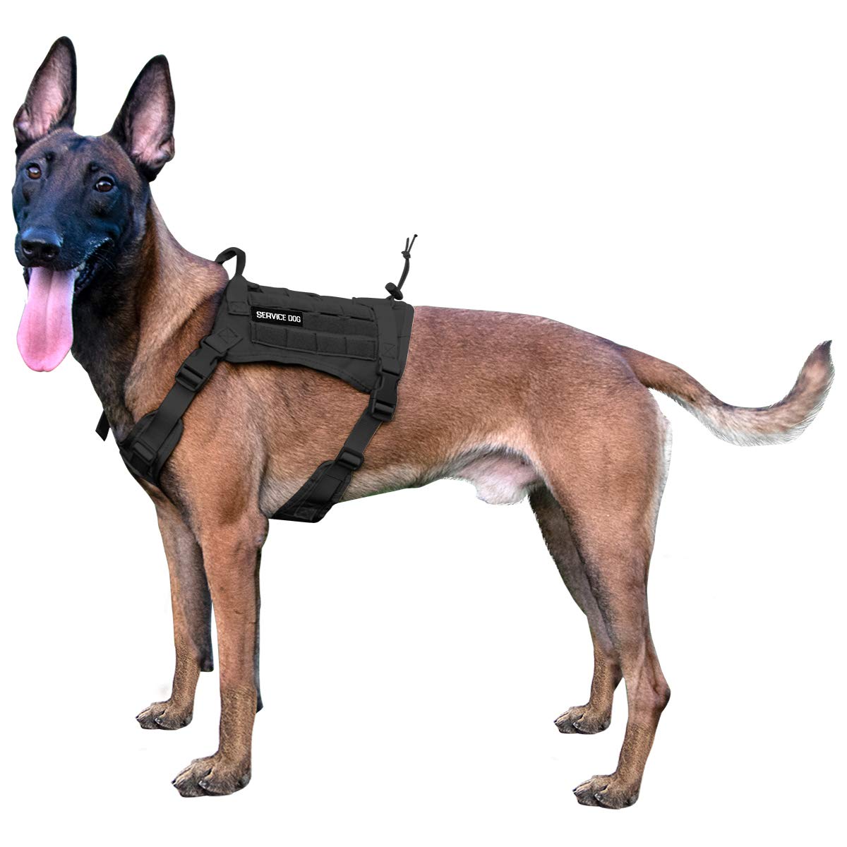 Ironseals Service Dog Vest Harness Training Tactical Molle Dog Vest With Detachable Patches Pouches Black