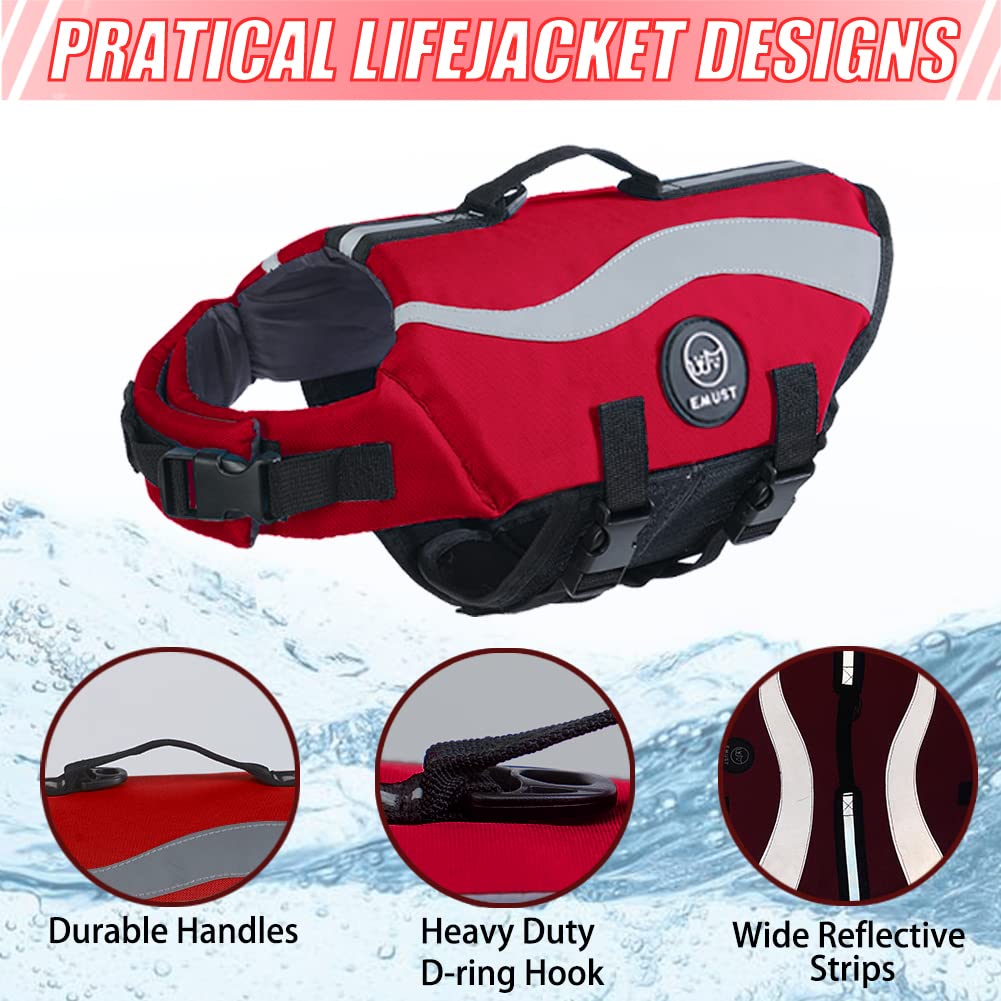 Emust Dog Life Vests, Adjustable Dog Life Jackets For Small Dogs With Enhanced Buoyancy, Small Swim Vest With Durable Rescue Han