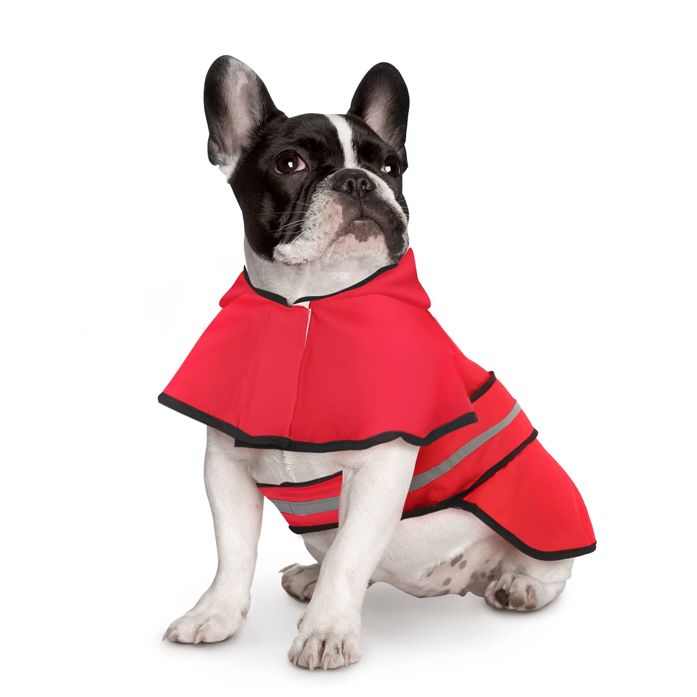 Hde Dog Raincoat Hooded Slicker Poncho For Small To X-Large Dogs And Puppies Red - S