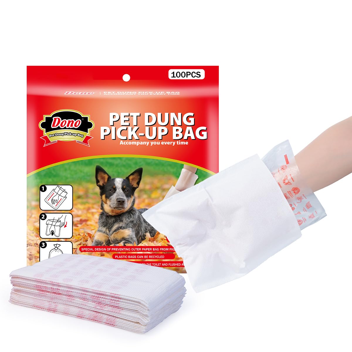 Pet Soft Dog Poop Bags Flushable - Dog Waste Bags Double Layers Pet Poop Pick-Up Bag For Cats And Dogs, 100Pcs