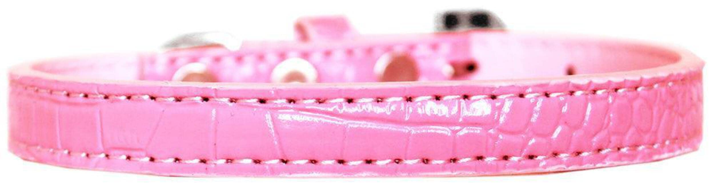 Dog, Puppy & Pet Designer Croc Collar, &quot;Wichita Plain 1/2&quot; Wide&quot; Light Pink 16