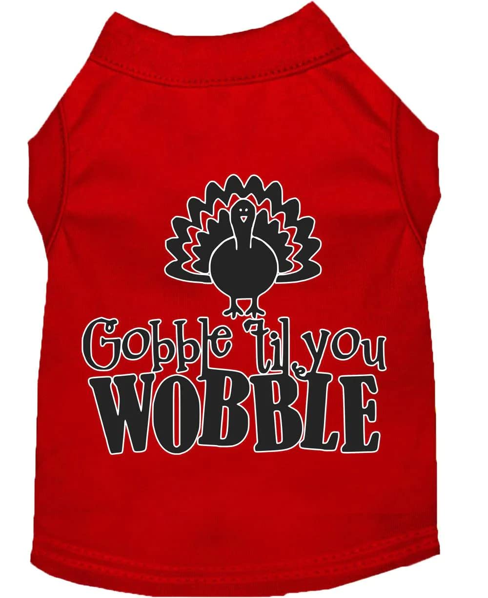 Pet Dog & Cat Shirt Screen Printed, "Gobble Til Ya Wobble" Yellow XL (14-20 lbs.)