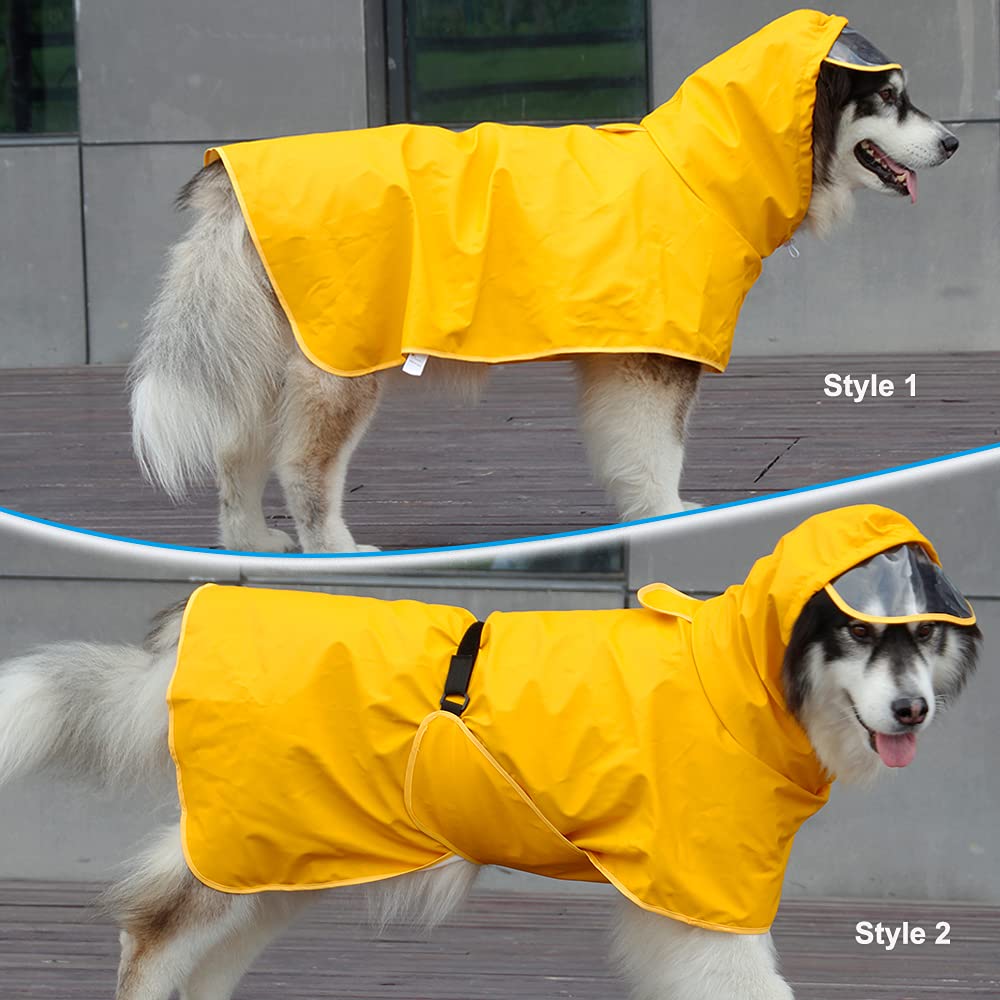 Petmolico Dog Raincoat Waterproof Hooded Slicker Poncho For L To Xx-Large Dogs And Puppies Yellow Rain Coat - L(L-Xxl)