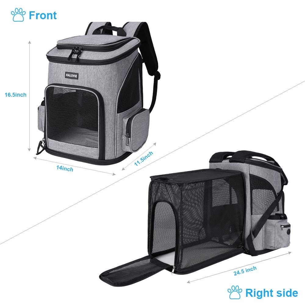 Halovie Pet Carrier Backpack Expandable For Cats Dogs Under 18 Lb, Breathable Mesh Cat Backpack Carrier Bag, Foldable Dog Backpack Carrier For Small Dogs Rabbits Puppies