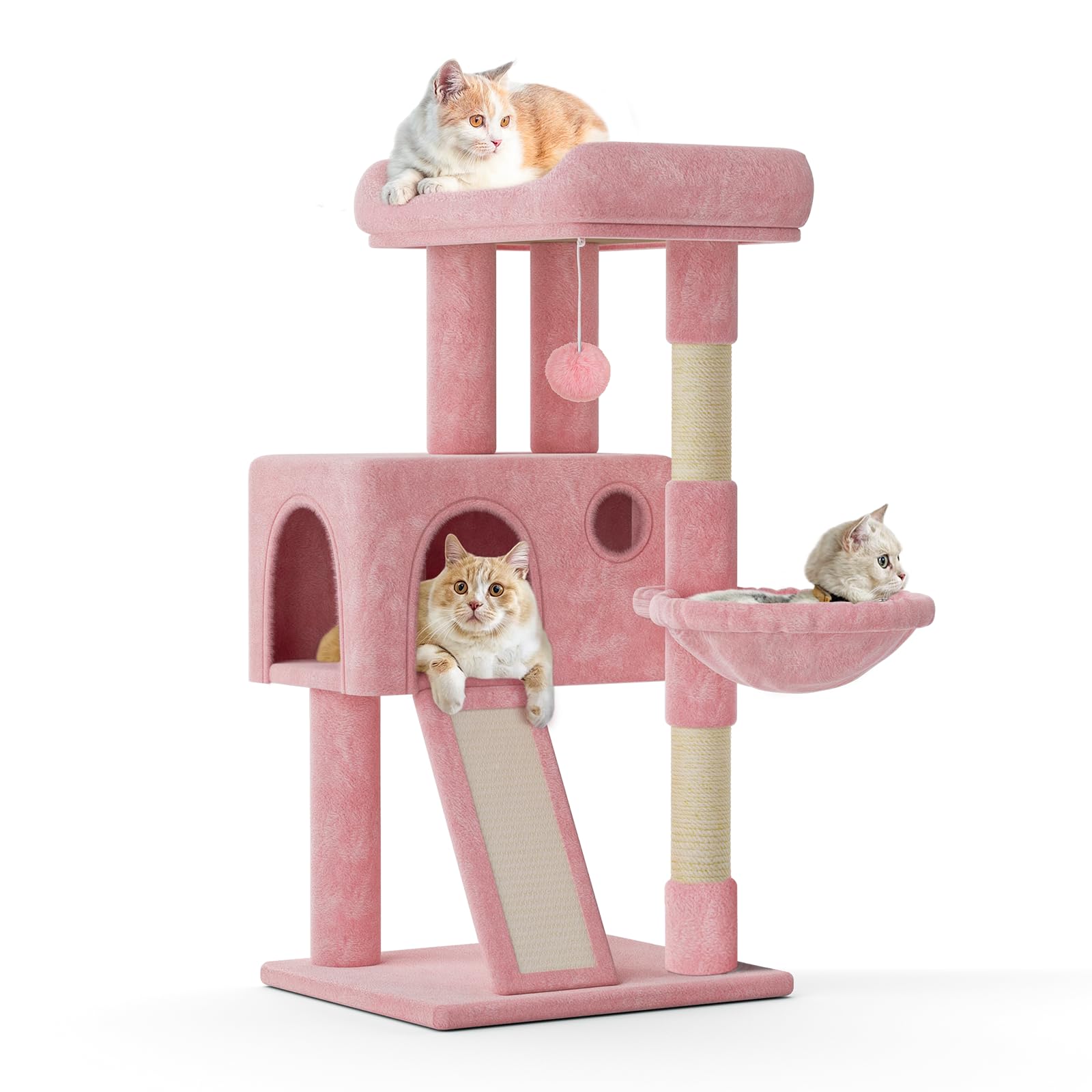 Monibloom Cat Tree, 36 Inch Cat Tree Tower With Cat Condo, Small Cat Tower With Scratching Post & Sisal-Covered Scratching Board