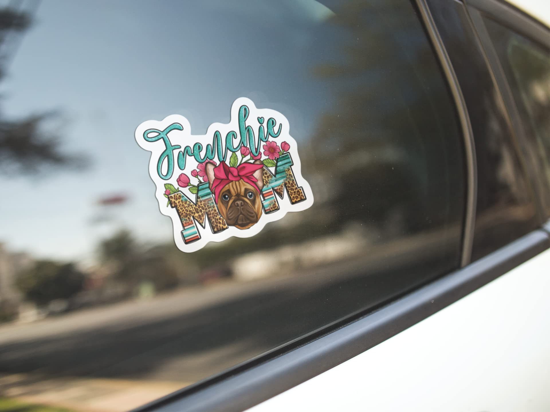 Frenchie Mom 5 Inch Waterproof Decal Sticker Wall Window French Bulldog Sunflower Love Pet Paw Dog Cat Family Bird Pets Pig Rabb